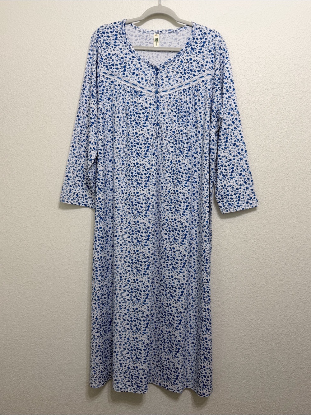 La Cera Cottagecore Cotton Long Sleeve Floral Print Nightgown Large
